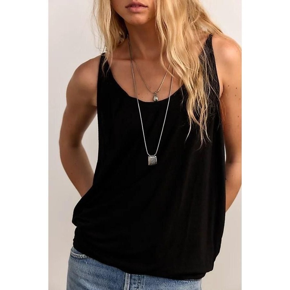 We the Free People Shoreside Tank Top Black Large New NWT beach casual summer